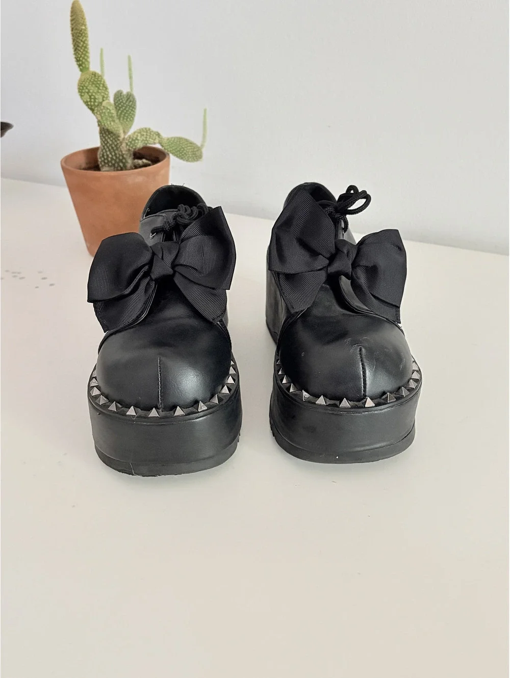 Demonia Platform Shoes Oxford Dolly - 05 Size 6 Bow Studs Goth Punk Witchy